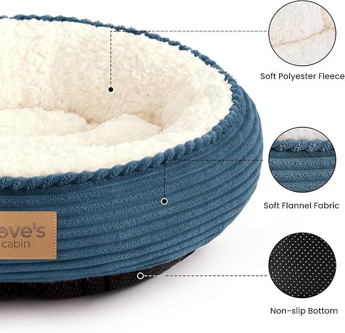 Love's cabin Round Donut Cat and Dog Cushion Bed, 24in Pet Bed - Image 2