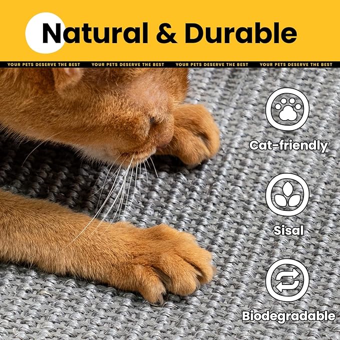 Conlun Cat Scratcher Mat, Natural Sisal Cat Scratch Pad, Horizontal Floor Cat - Image 7