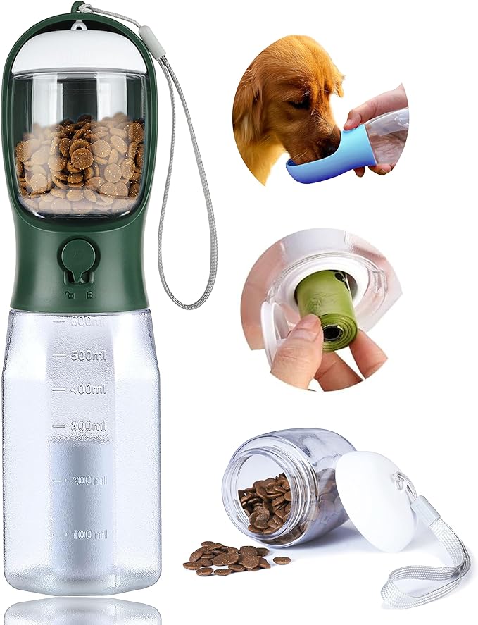 Dog Water Bottle with Food Container, Portable Pet Dog Water Dispenser by AVELORA