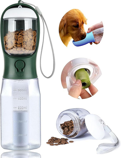 Dog Water Bottle with Food Container, Portable Pet Dog Water Dispenser by AVELORA