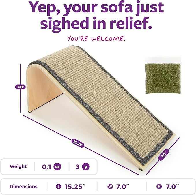 SmartyKat Sisal Angle Ramp Cat Scratcher, Natural Woven Sisal Surface & Stable - Image 3