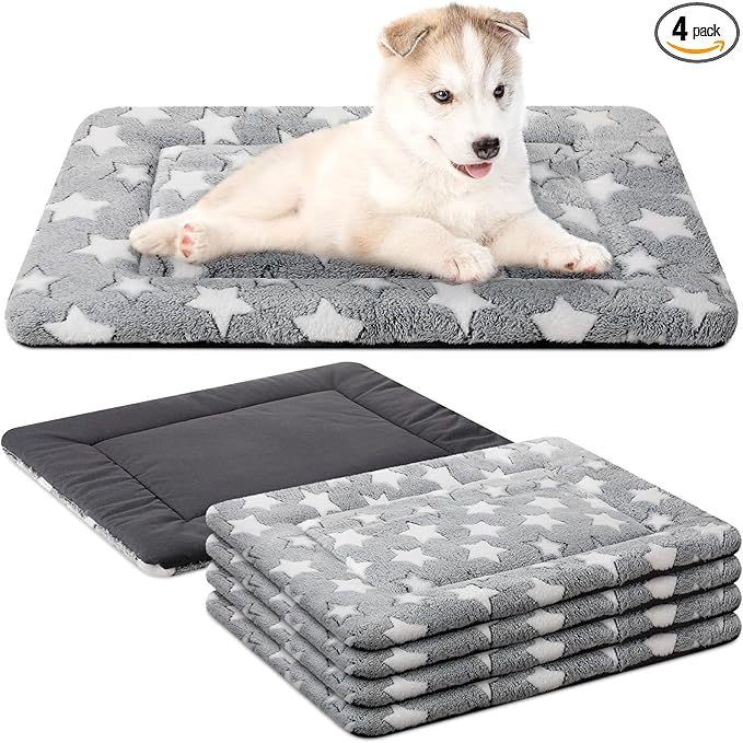 VitalCozy 4 Pcs Dog Crate Pads, Ultra Soft Warm Washable Anti-Slip Kennel Bed by VitalCozy