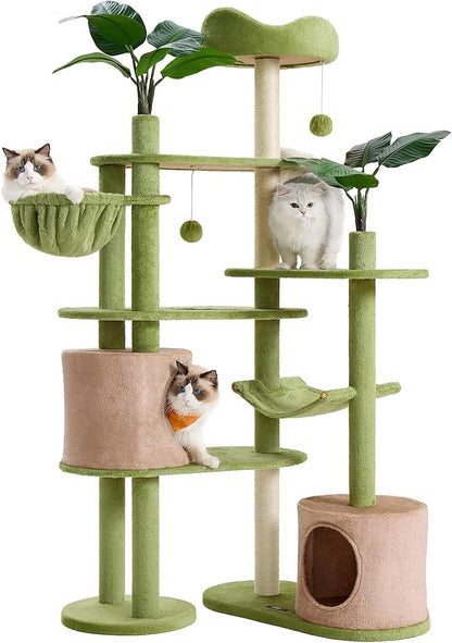 Feandrea Cat Tree, 68.1-Inch Tall Cat Tower, 3 Scratching Posts, 2 Pompoms by FeandreabySONGMICSHOME