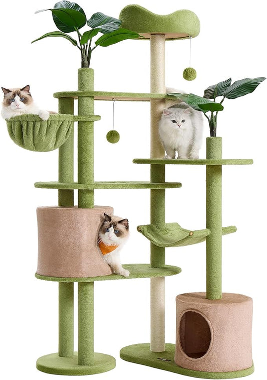 Feandrea Cat Tree, 68.1-Inch Tall Cat Tower, 3 Scratching Posts, 2 Pompoms by FeandreabySONGMICSHOME