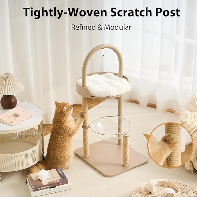 34" Modern Cat Tree Furniture, Minimalist Metal Frame Cat Tower - Image 4