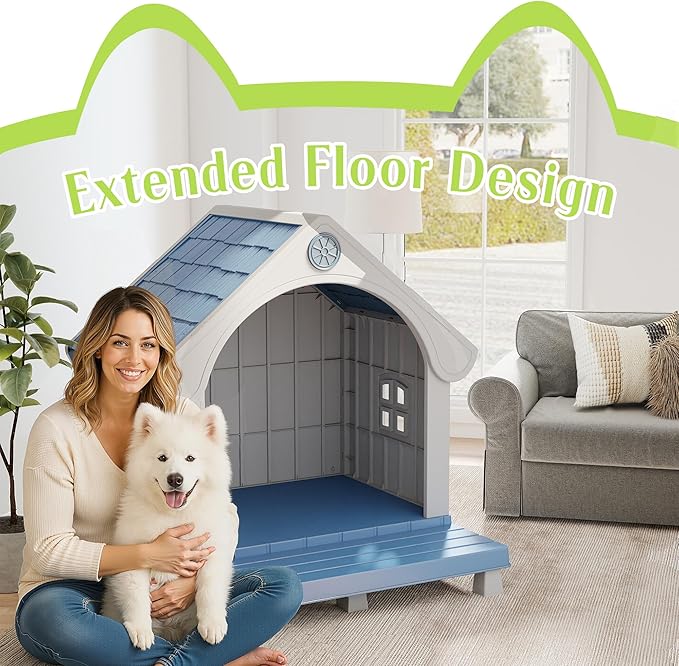 DRATO Large Dog House Outdoor Indoor, Sturdy Plastic Waterproof Doghouse - Image 2