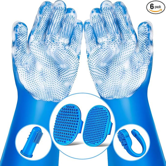 Augwind 6PCS Pet Grooming Kit for Dogs, Cats and Horses | Dog Washing Gloves | by Augwind