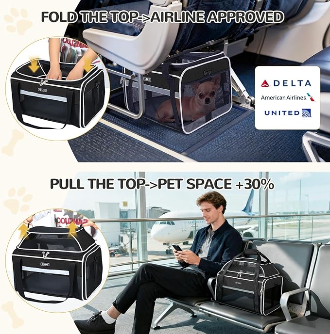 Lekereise Top-Expandable Pet Carrier 18x11x11Inch Delta American United Airline - Image 5