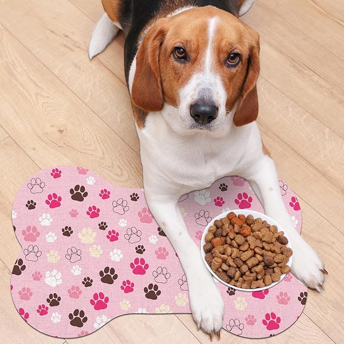 Pet Dog Cat Food Mat, Absorbent Bone Shaped Dog Bowl Mats - Image 8