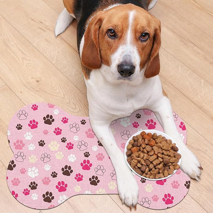 Pet Dog Cat Food Mat, Absorbent Bone Shaped Dog Bowl Mats - Image 8