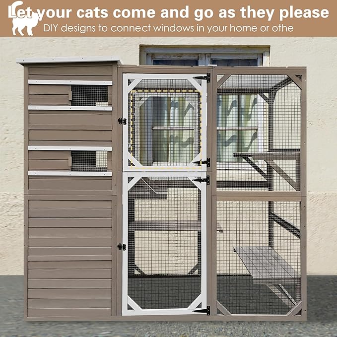 Ketive Catio Outdoor Cat Enclosure, Large Cat House Cat Cage Condo Indoor - Image 4