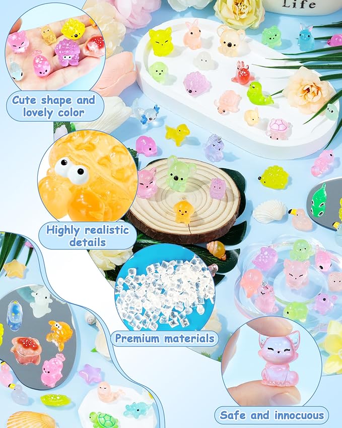 FIVEIZERO 102PCS Luminous Mini Resin Aquatic Animals Bulk - Image 4