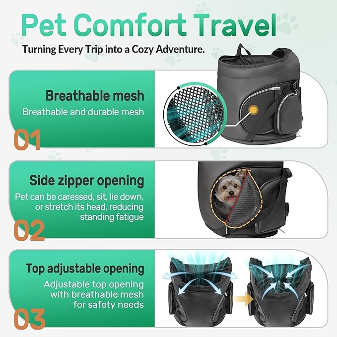 YUDODO Dog Front Backpack Carrier 7-15 lbs, Soft Breathable Pet Front Facing - Image 3