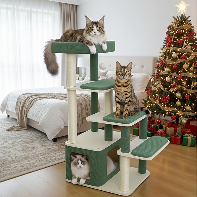 Modern Wood Cat Tree Tower for Large Cats - Image 8