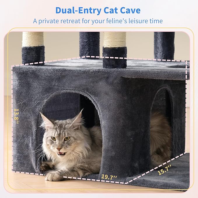 Heybly Cat Tree, 71-Inch Tall Cat Tower - Image 7