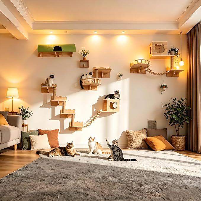 Cat Wall Shelves, 18 in 1 Cat Wall Furniture by Unknown