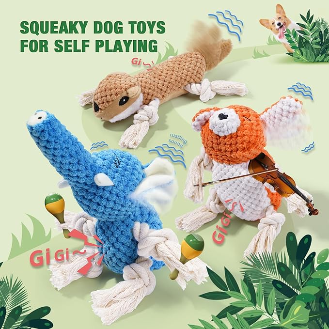 LEGEND SANDY Dog Squeaky Toys for Puppy, 5 Pack Small Dog Toys, Stuffed Animal - Image 3