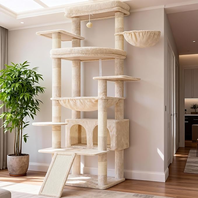 Heybly Tall Cat Tree for Large Cat, 80-inch Multi-Level Cat Tower for Indoor by HEYBLY