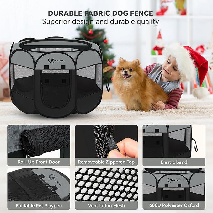 Siedihit Dog Cat Playpen, Puppy Pet Playpen Indoor - Image 4