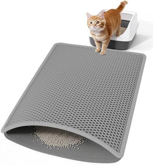 Cat Litter Mat for Litter Box, Easy-Clean Scatter Non-Slip Kitty Litter Mat by Anywish