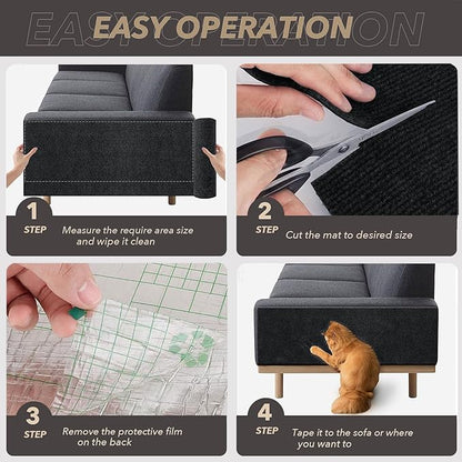 78.7"X15.8" Cat Scratching Mat, Self-Adhesive Cats Carpet, DIY Scratch - Image 6