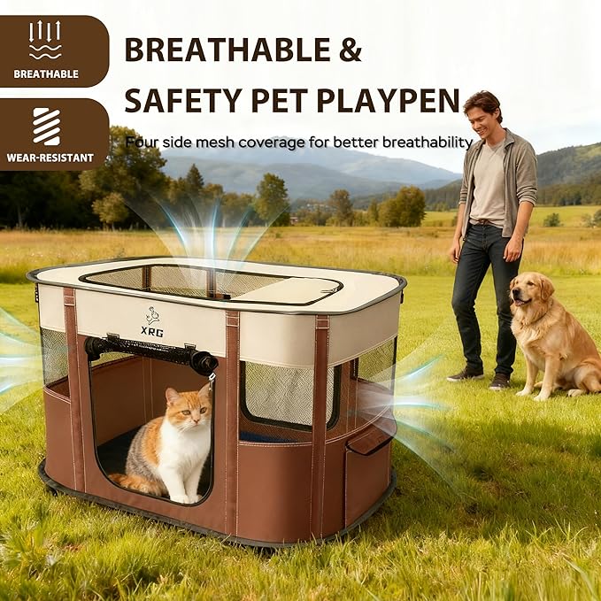 Portable Foldable Pet Playpen Collapsible Crates Kennel Playpen - Image 4