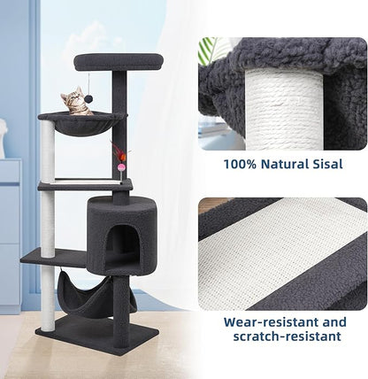 YUNIQUE Cat Tree with Cat Condo Scratch Posts Scratch Tablet and Big Hammock - Image 5