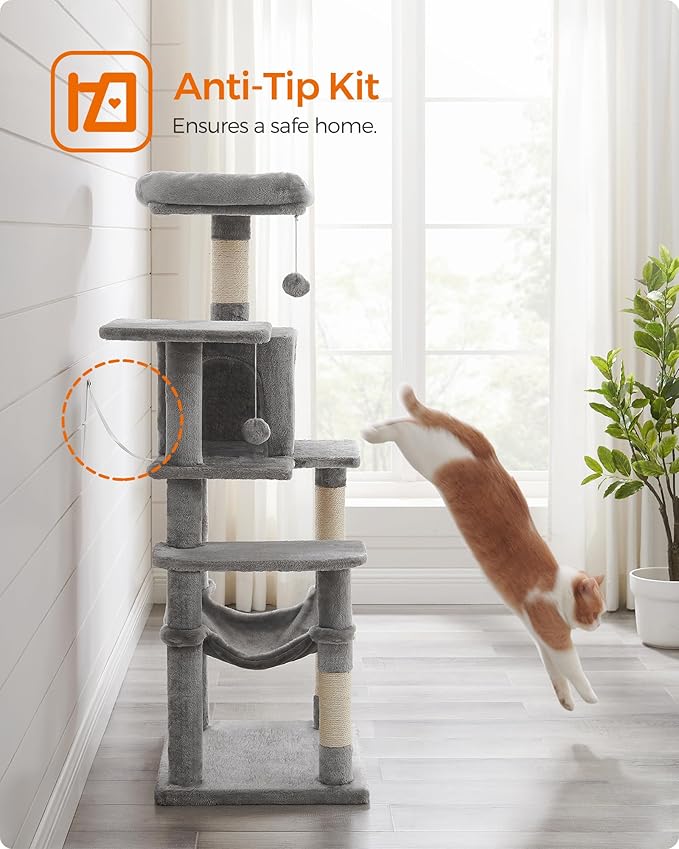 Feandrea Cat Tree, 54.2-Inch Cat Tower, Plush Multi-Level Condo - Image 8