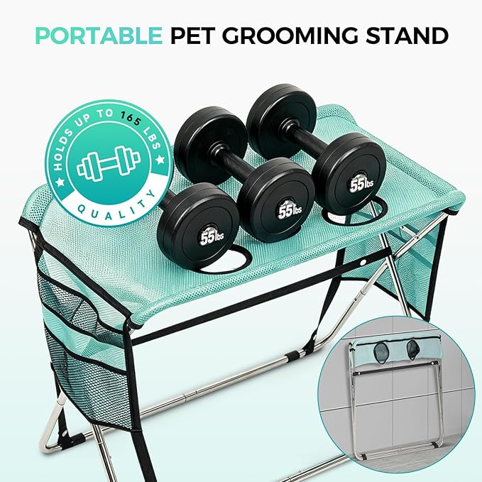Pet Grooming Hammock with Stand, Foldable Design, Holds Up to 165 Lbs, Joint - Image 8