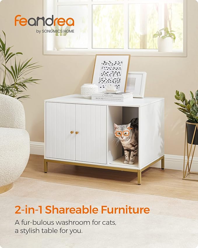 Feandrea Cat Litter Box Enclosure, Hidden Litter Box Furniture - Image 2