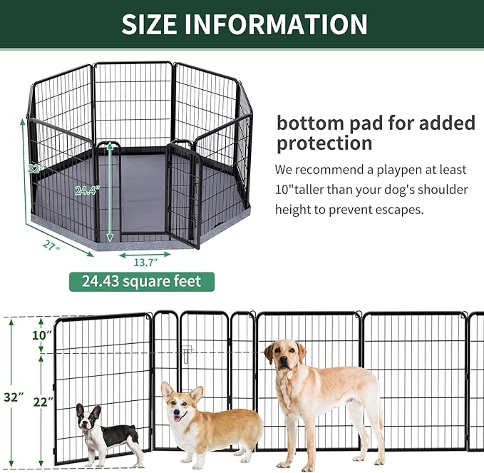 PETIME Dog Playpen, Metal Exercise Puppy Pen Heavy Duty Kennels Yard Fence - Image 3