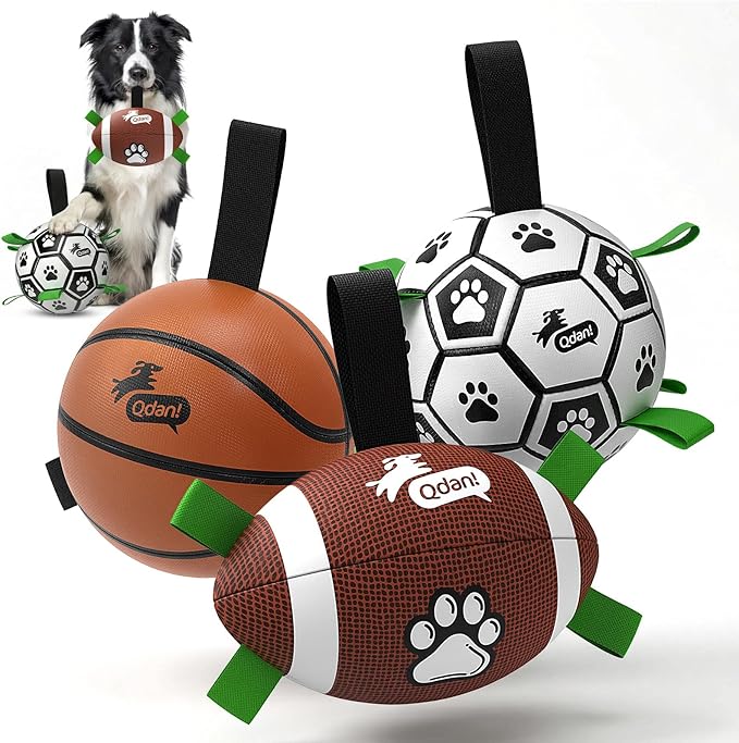 QDAN Dog Soccer Ball Football Basketball Set by QDAN