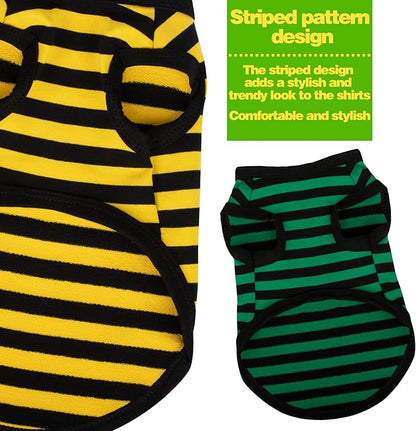 Paiaite Dog Striped Shirt Happy Color Cotton Sleeveless Puppy Shirts Breathable - Image 4