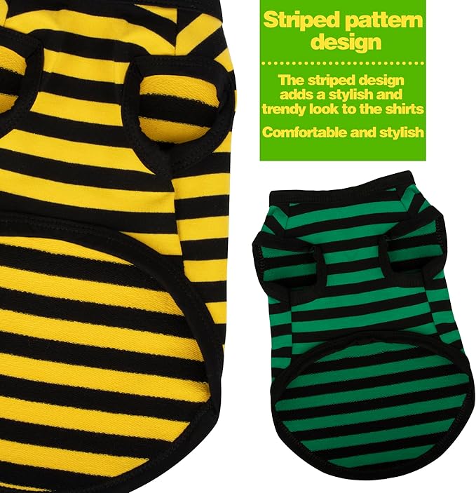 Paiaite 3-Piece Dog Striped Shirt Light Color Cotton Sleeveless Tank Top XXL - Image 4