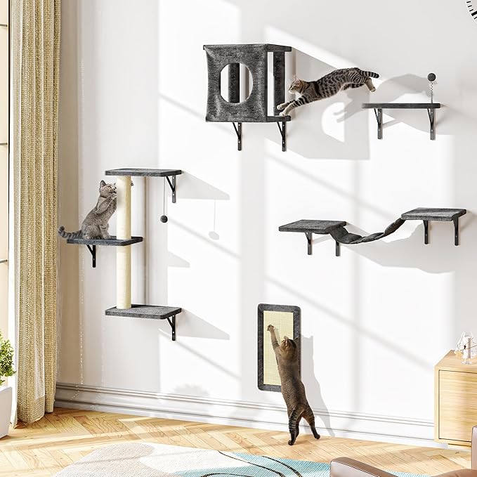 NUNU LAB Cat Wall Shelves, 10-in-1 Wall-Mounted Cat Furniture Set, Large Cat - Image 6