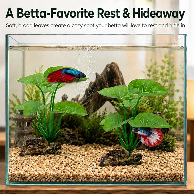 2-Pack Aquarium Decor Fish Tank Decorations 6-inch Betta Fish Tank Plants Leaf - Image 6