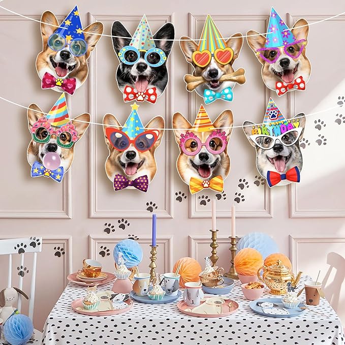 Corgi Birthday Garland — Photographic Corgi Faces Birthday Banner, Funny Welsh - Image 3