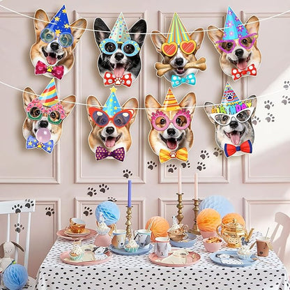Corgi Birthday Garland — Photographic Corgi Faces Birthday Banner, Funny Welsh - Image 3