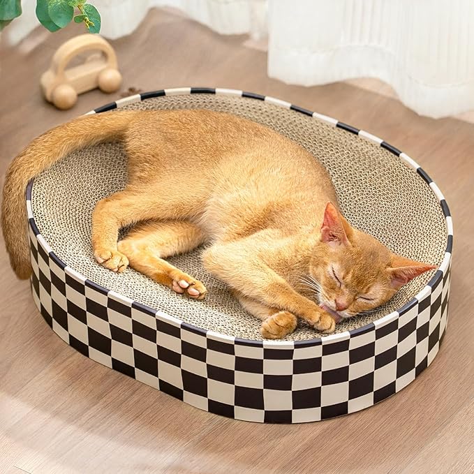 Conlun Cat Scratcher Cardboard, 2 in 1 Oval Cat Scratch Pad Bowl by Conlun