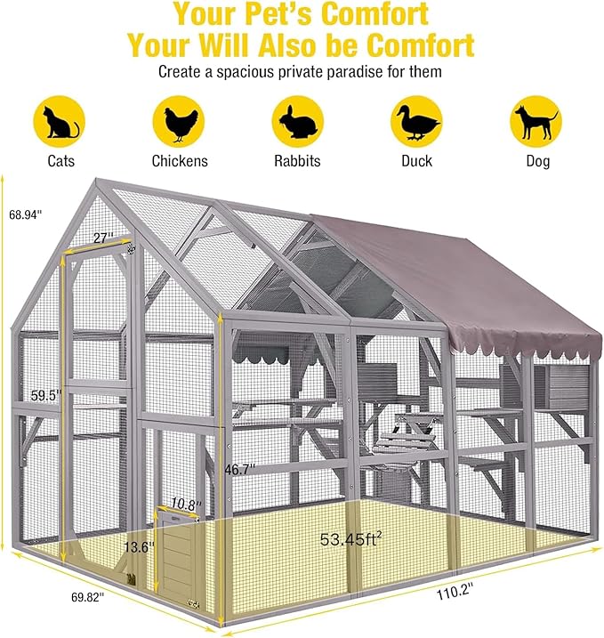 Aivituvin Catio for Multiple Cats, Large 56.54ft² Outdoor Enclosure, - Image 2