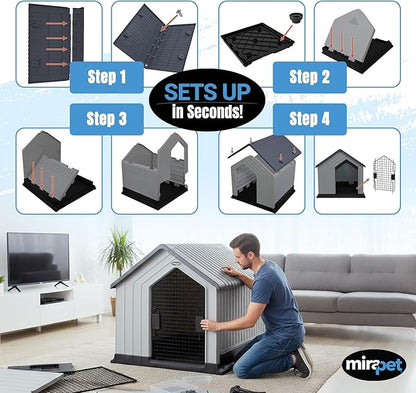 Dog House, Indoor or Outdoor Durable Plastic Waterproof Animal Shelter - Image 5