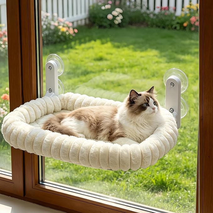 AMOSIJOY Cordless Cat Window Perch, Window Hammock by AMOSIJOY