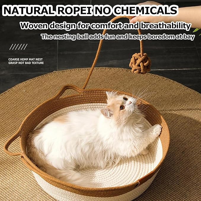 Instinct Basket, Stimuli Handwoven cat Basket Rope Cotton Eliminates Bed - Image 3