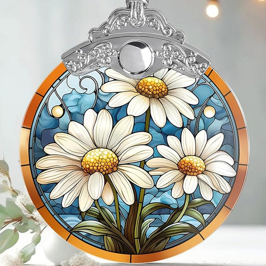 Stained Glass Christmas Ornament, Jocidea Daisy Christmas Decorations, by Jocidea
