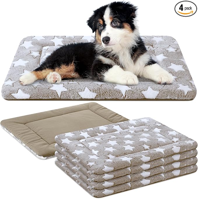 VitalCozy 4 Pcs Dog Crate Pads, Ultra Soft Warm Washable Anti-Slip Kennel Bed by VitalCozy