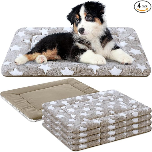 VitalCozy 4 Pcs Dog Crate Pads, Ultra Soft Warm Washable Anti-Slip Kennel Bed by VitalCozy