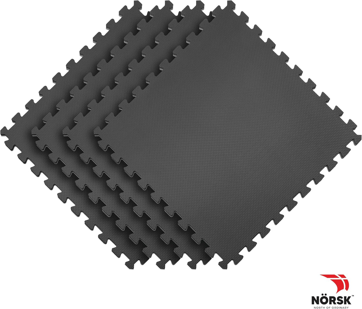 Norsk Multi-Purpose Reversible Floor Mats - EVA Interlocking Foam Tiles (Gray/Black 16 Tiles - 64 sq. Ft. 1/2" Thick)