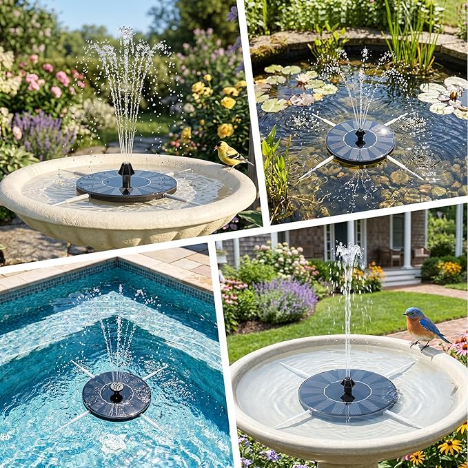 Mademax Solar Bird Bath Fountains, Upgrade 1.4W Solar Fountain Pump - Image 8