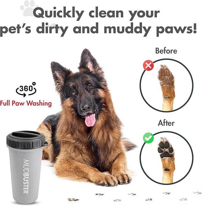 Dexas Lidded MudBuster Large Dog Paw Cleaner, Light Gray, Fits 2.5"-3.5" Wide - Image 4