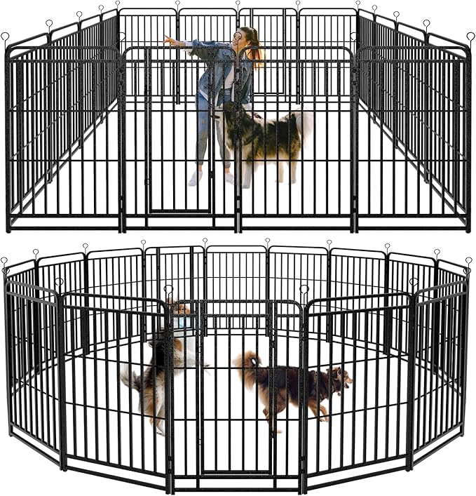Kfvigoho Heavy Duty Dog Playpen: 16 Steel Panels 47" Height, Square Steel Pipe by Committedtobetterpetlife